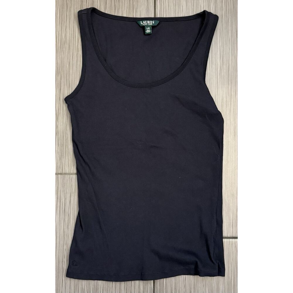 Lauren Ralph Lauren Tank Top Black Ribbed Tank Top Size Large Classic